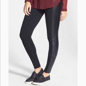 BP. Mixed Moto Faux leather panel leggings